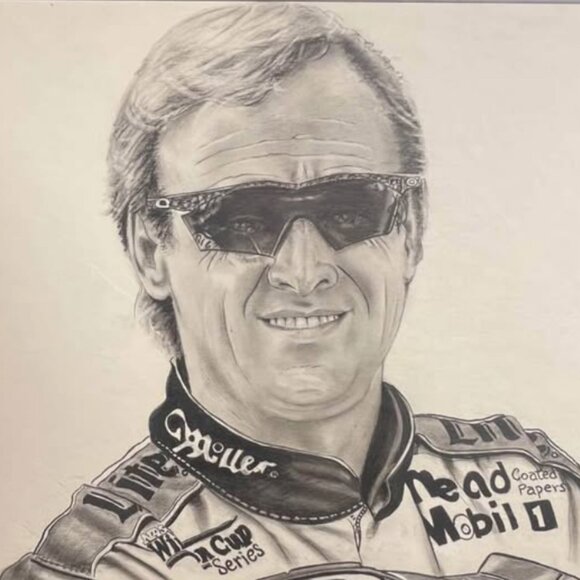 Rusty Wallace original charcoal drawing by Robert Stephen Simon 2000 (29x25) - Picture 2 of 4